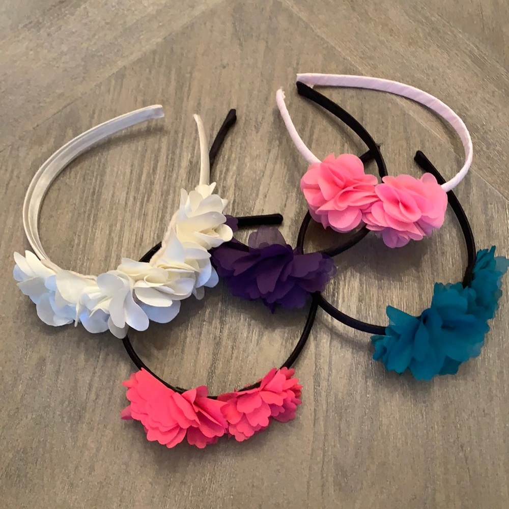 Lot of 5 🌸 flower rhinestone headbands